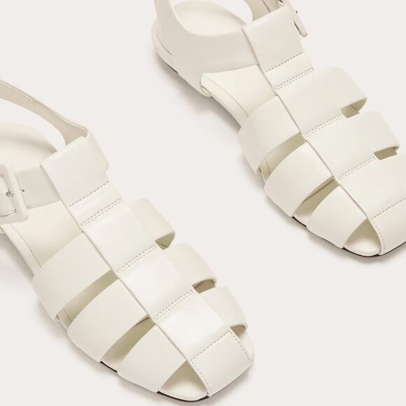 Everlane The Day Fisherman Sandal Canvas White Leather Size 8.5 New Without Box - Picture 2 of 11